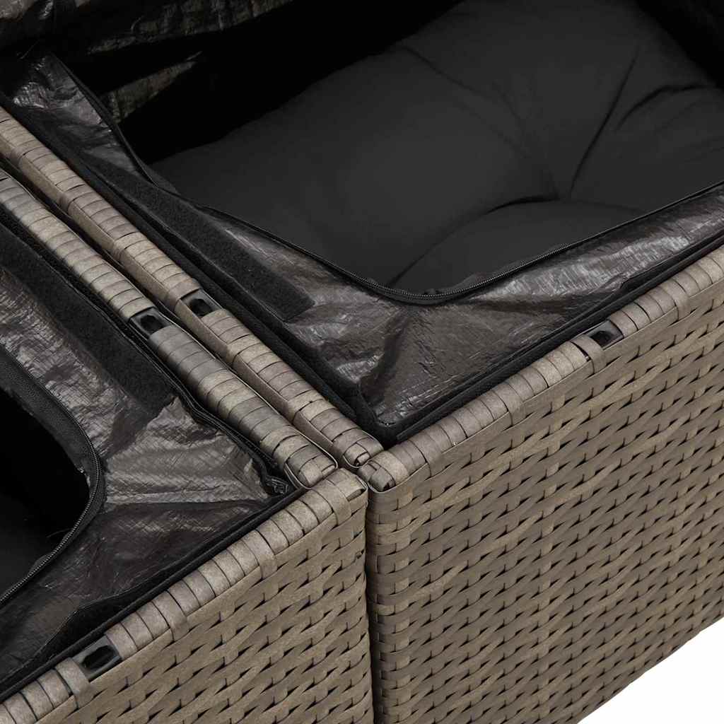 Havesofa Sæt Med Pude Med Opbevaring 7 Dele Poly Rattan - Billede 9