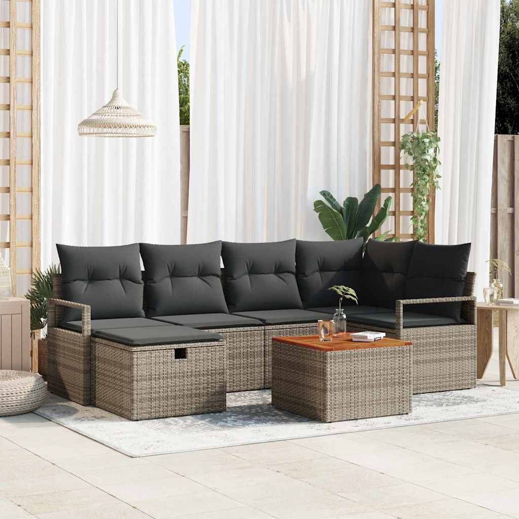 Havesofa Sæt Med Pude Med Opbevaring 7 Dele Poly Rattan - Hovedbillede