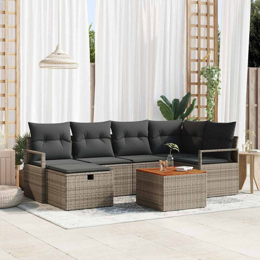 Havesofa Sæt Med Pude Med Opbevaring 7 Dele Poly Rattan - Hovedbillede