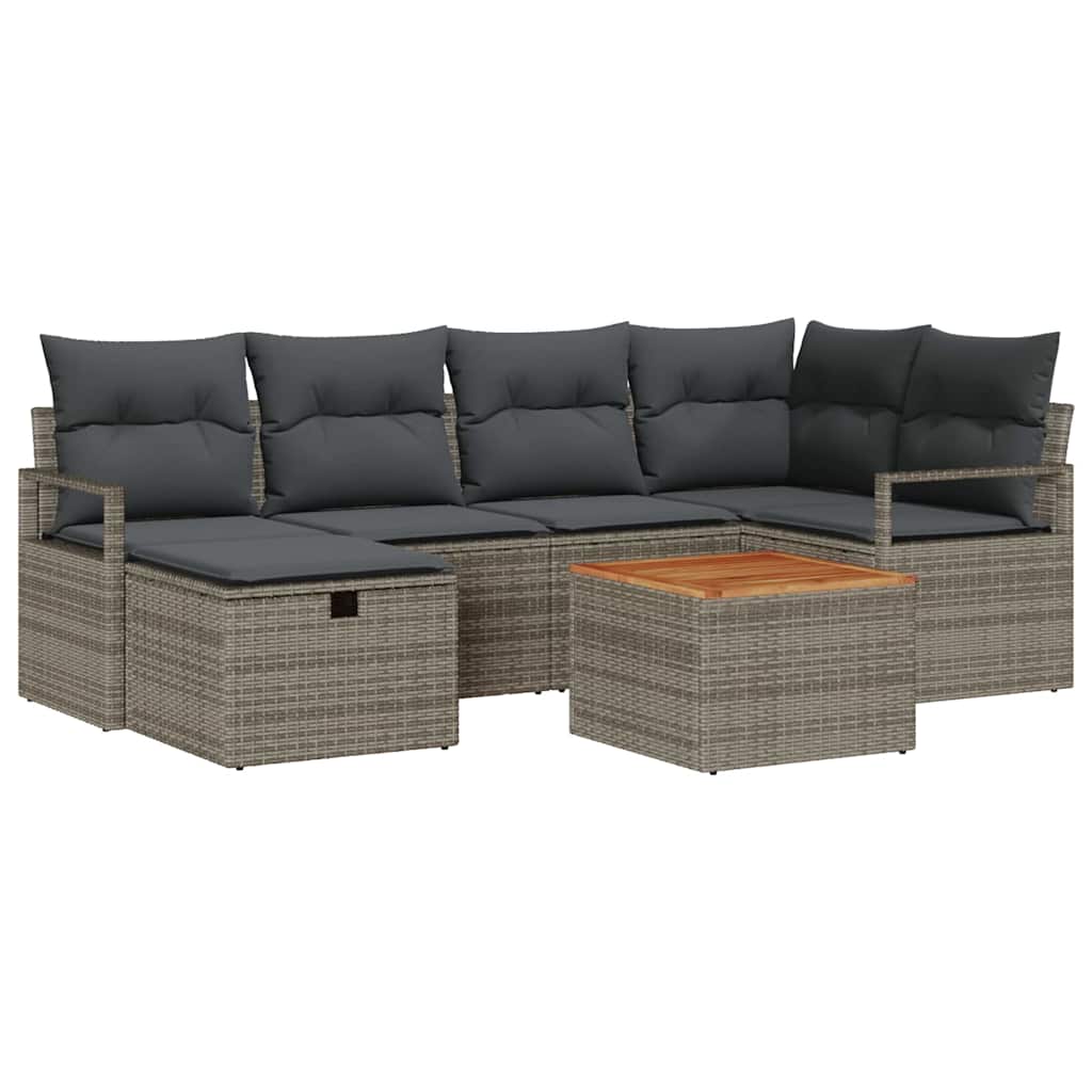 Havesofa Sæt Med Pude Med Opbevaring 7 Dele Poly Rattan - Billede 2