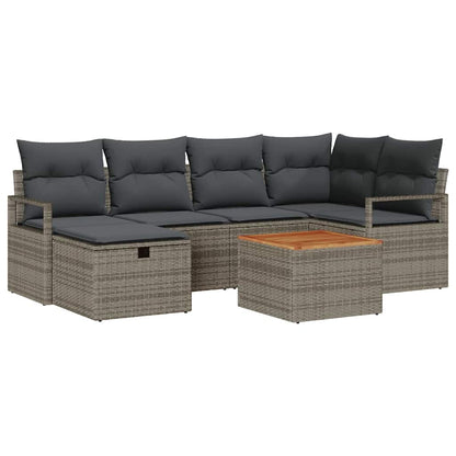 Havesofa Sæt Med Pude Med Opbevaring 7 Dele Poly Rattan - Billede 2