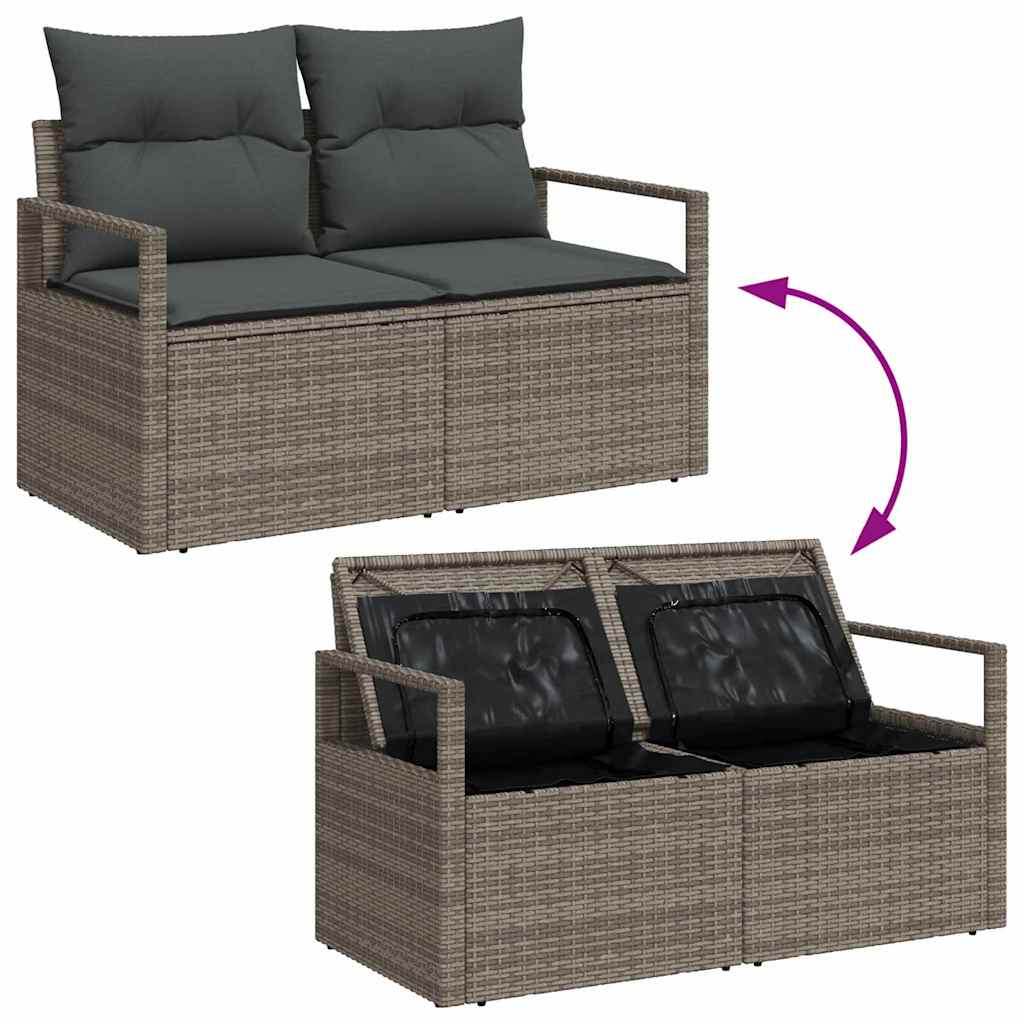 Havesofa Sæt Med Pude Med Opbevaring 7 Dele Poly Rattan - Billede 11
