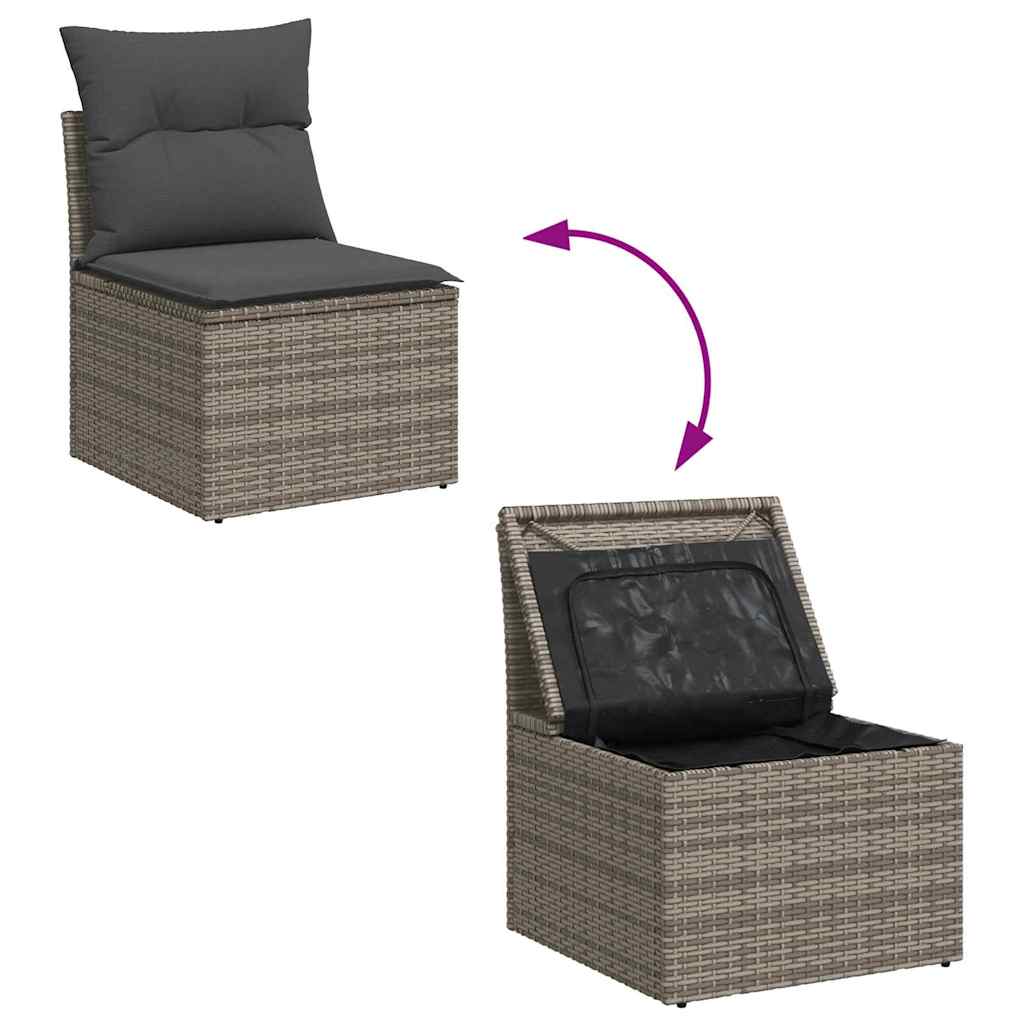 Havesofa Sæt Med Pude Med Opbevaring 7 Dele Poly Rattan - Billede 12