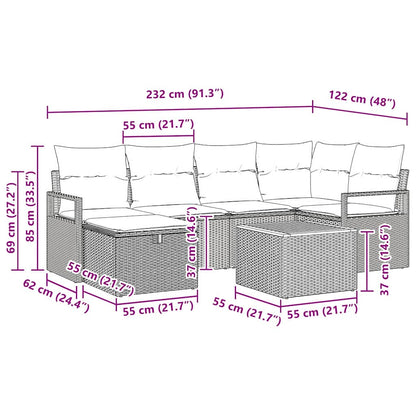 Havesofa Sæt Med Pude Med Opbevaring 7 Dele Poly Rattan - Billede 15