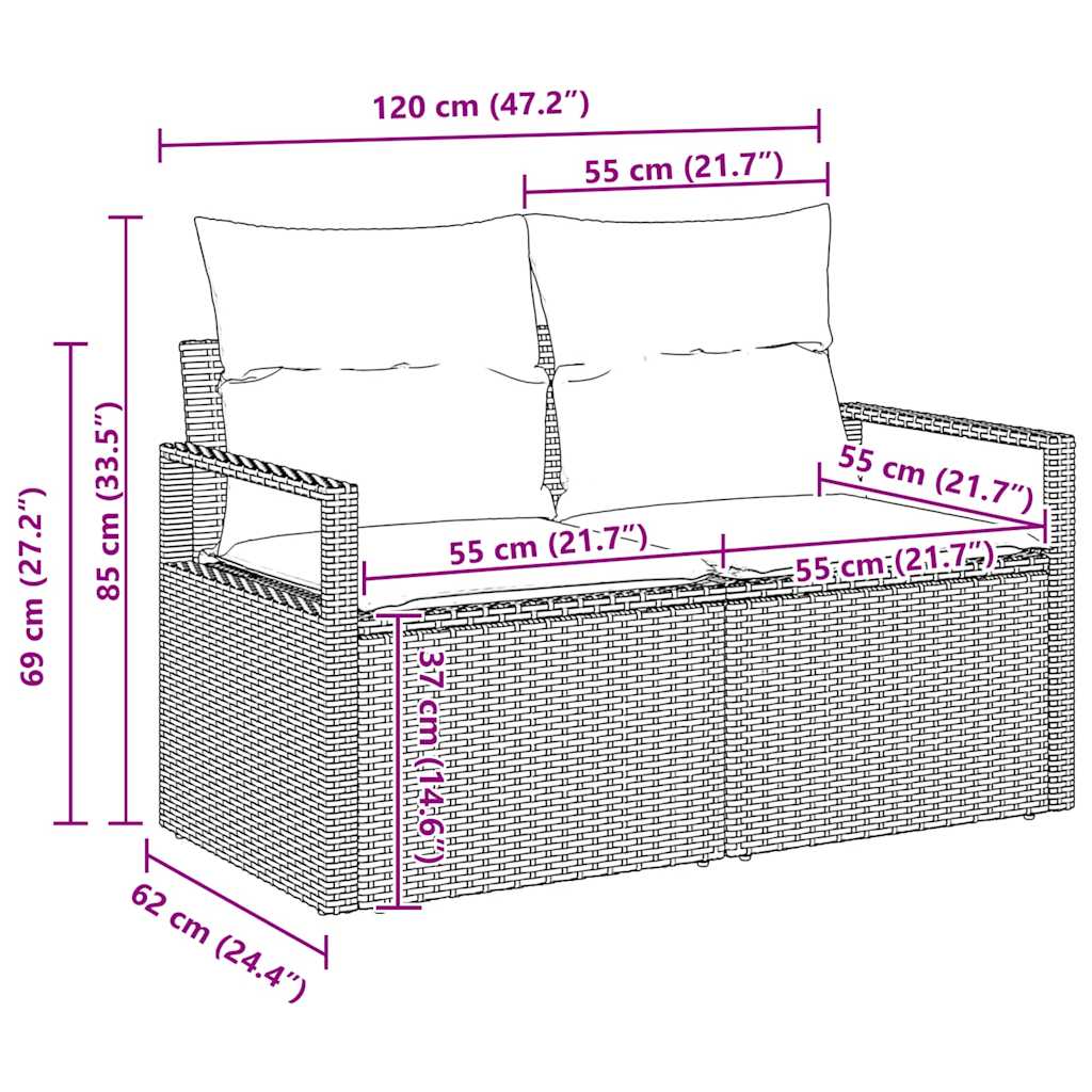 Havesofa Sæt Med Pude Med Opbevaring 7 Dele Poly Rattan - Billede 17