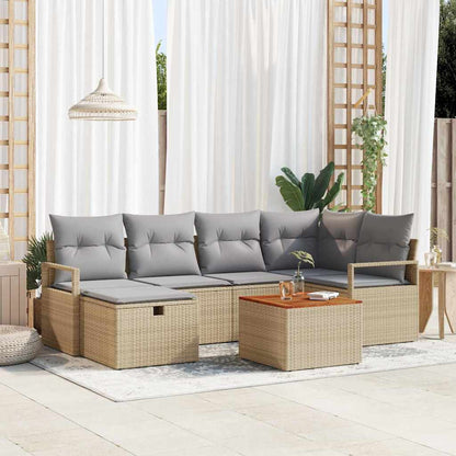 Havesofa Sæt Med Pude Med Opbevaring 7 Dele Poly Rattan