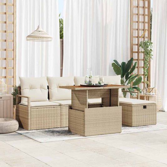 Havesofa Sæt 6 Stk. Polyrattan - Hovedbillede
