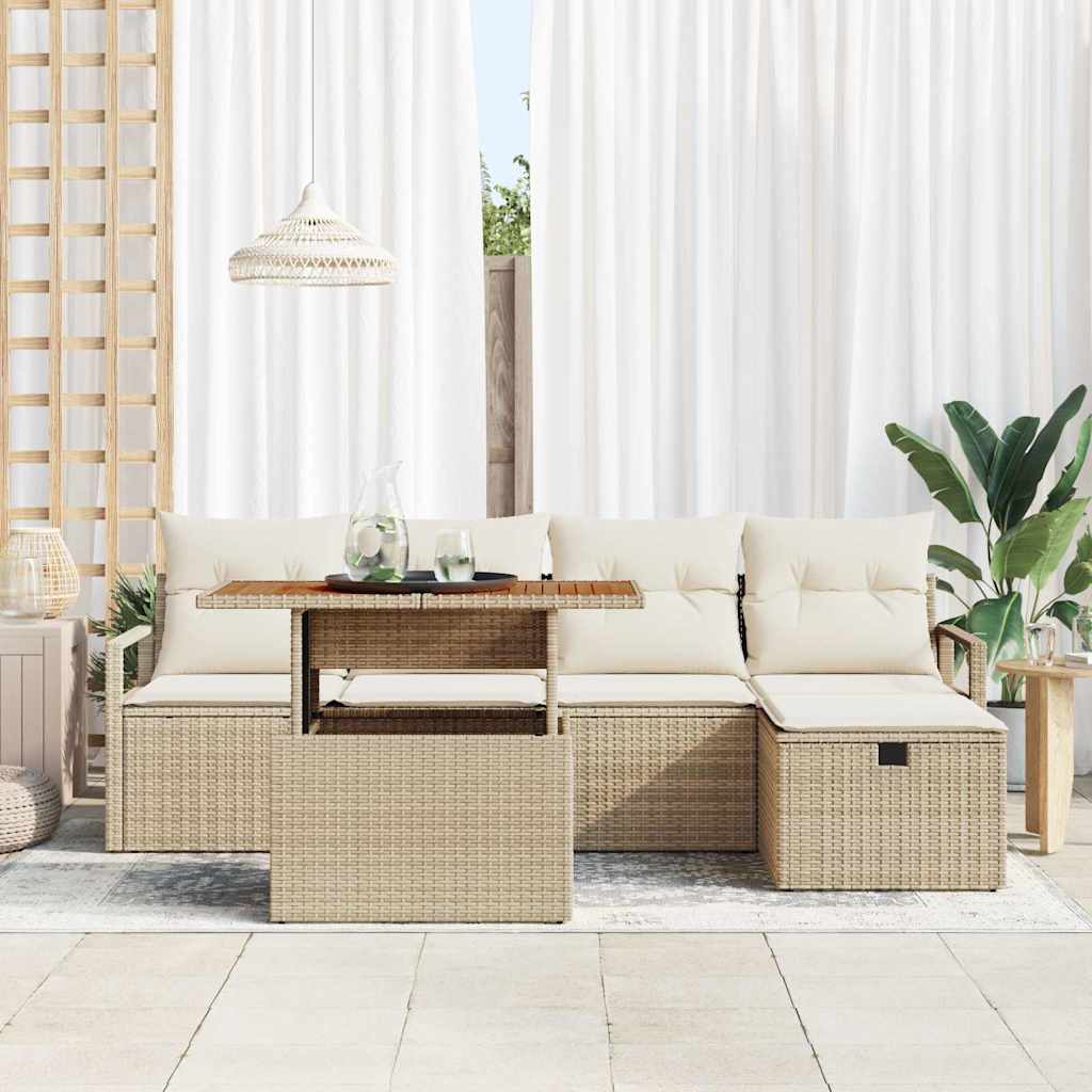 Havesofa Sæt 6 Stk. Polyrattan - Billede 3