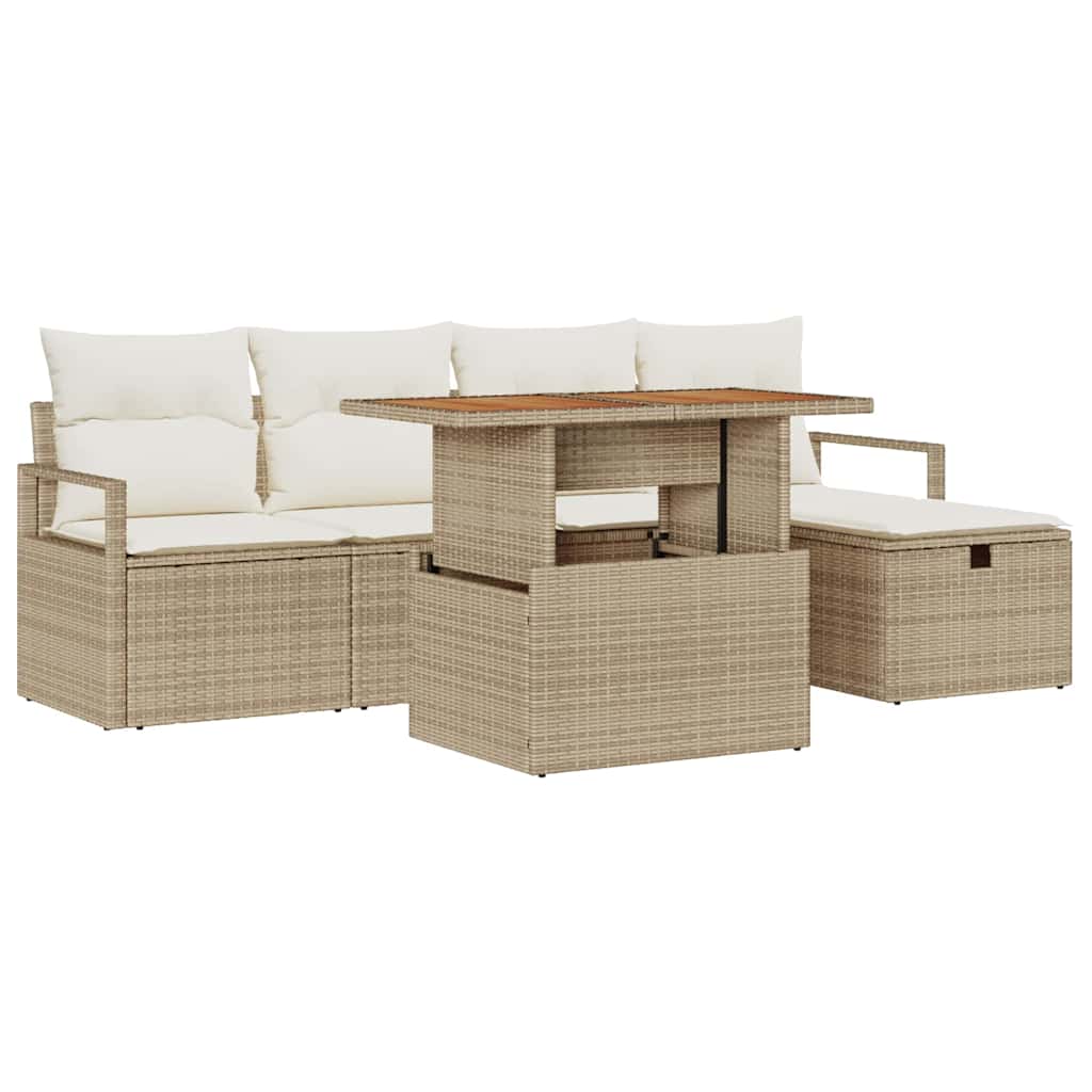 Havesofa Sæt 6 Stk. Polyrattan - Billede 2
