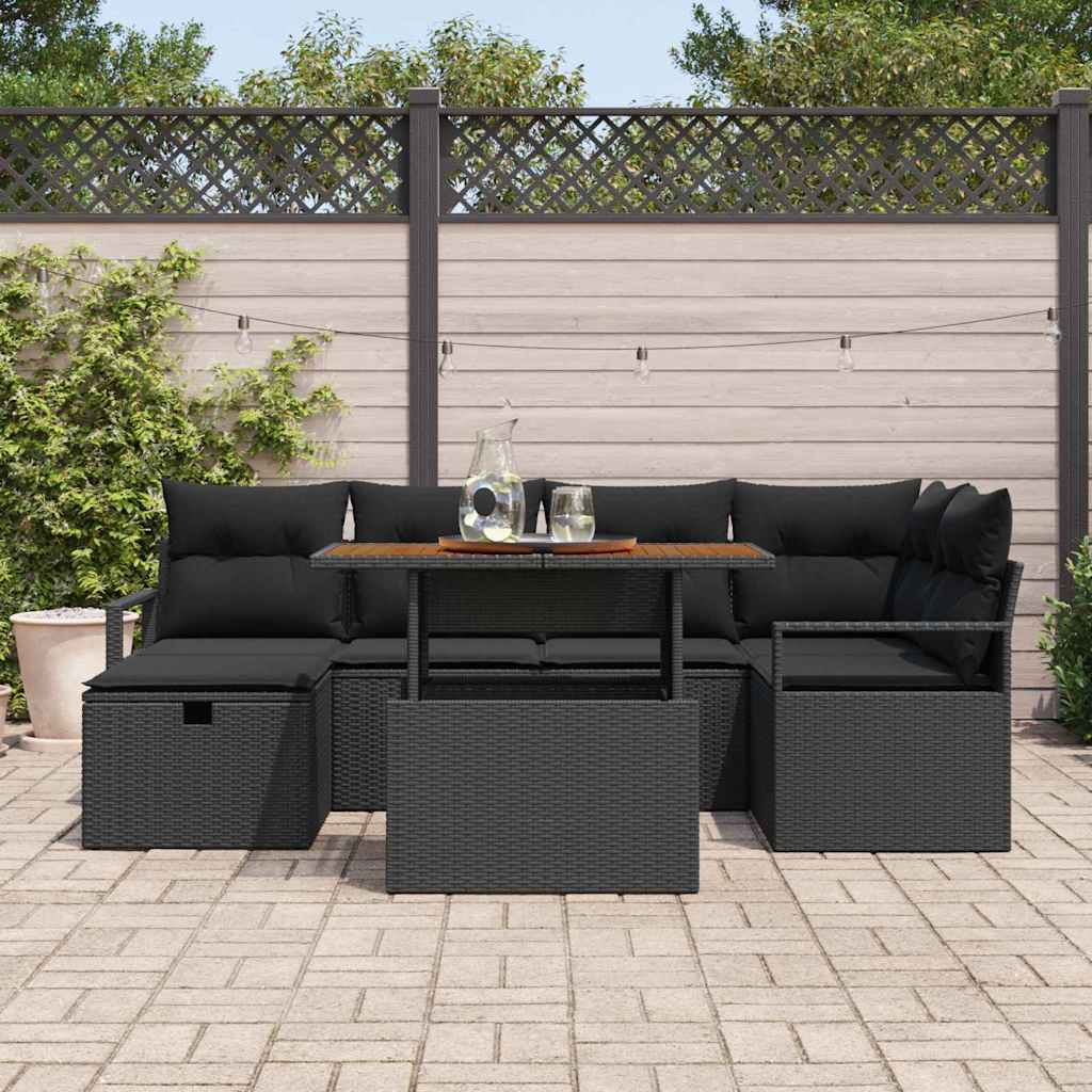 Havesofa Sæt 7 Dele Polyrattan - Billede 3