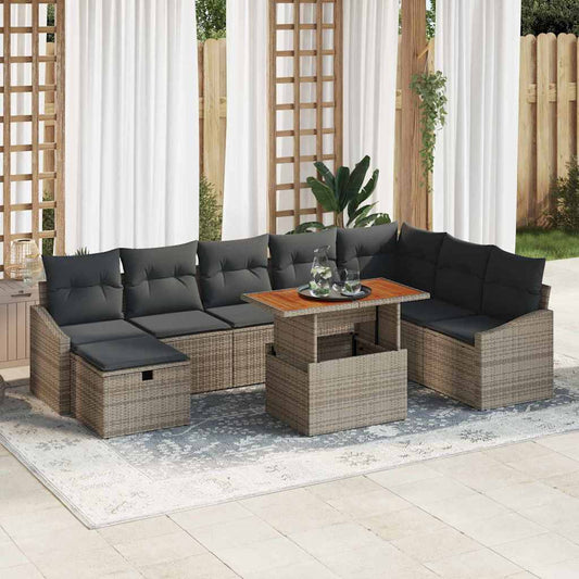 Havesofa Sæt 9 Dele Polyrattan - Hovedbillede