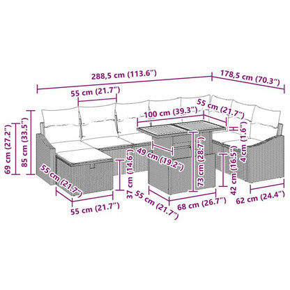 Havesofa Sæt 9 Stk. Polyrattan - Billede 17