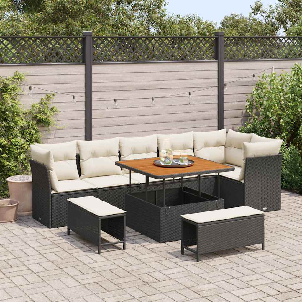 Havesofa Sæt 9 Dele Polyrattan - Hovedbillede