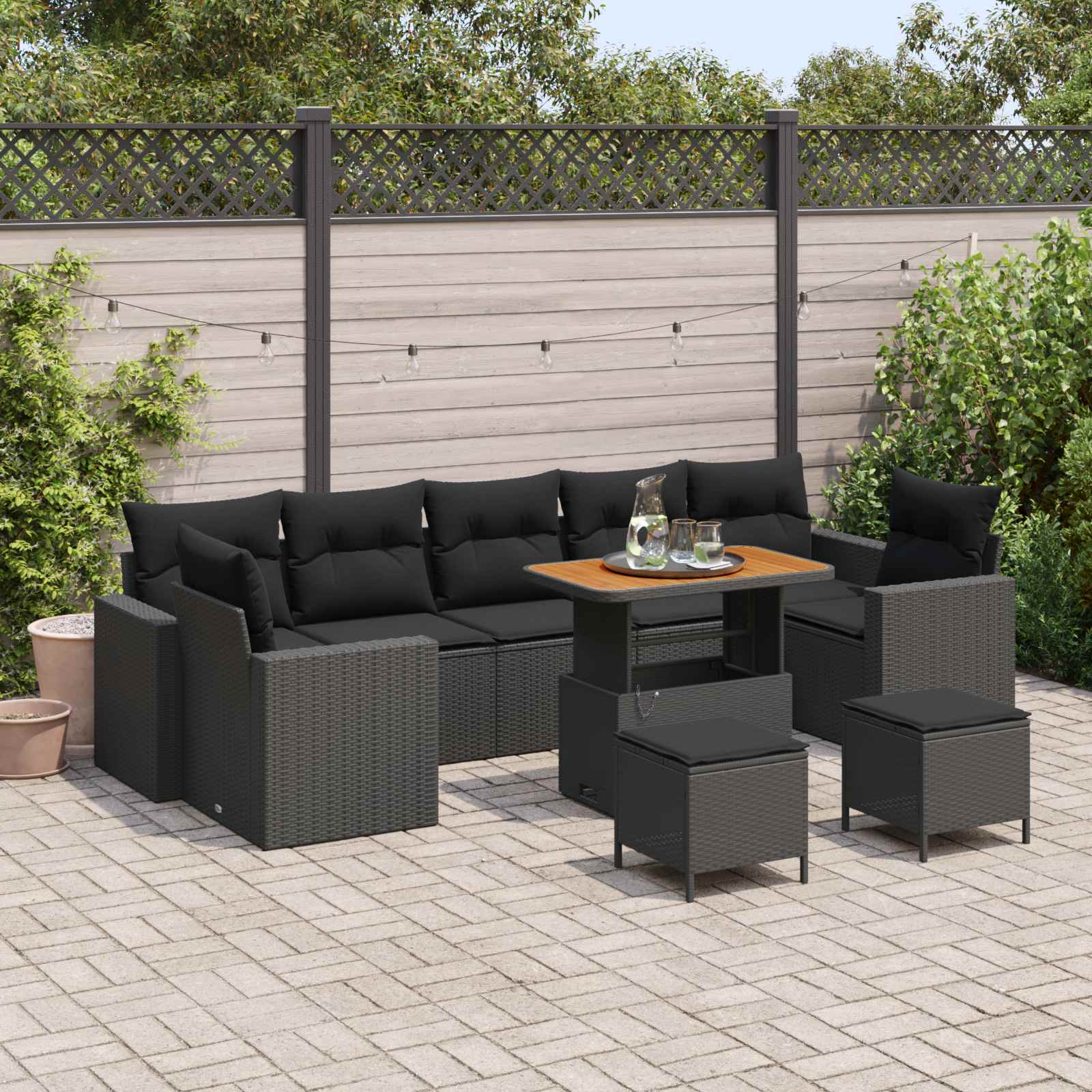 Havesofa Sæt 10 Dele Polyrattan - Hovedbillede