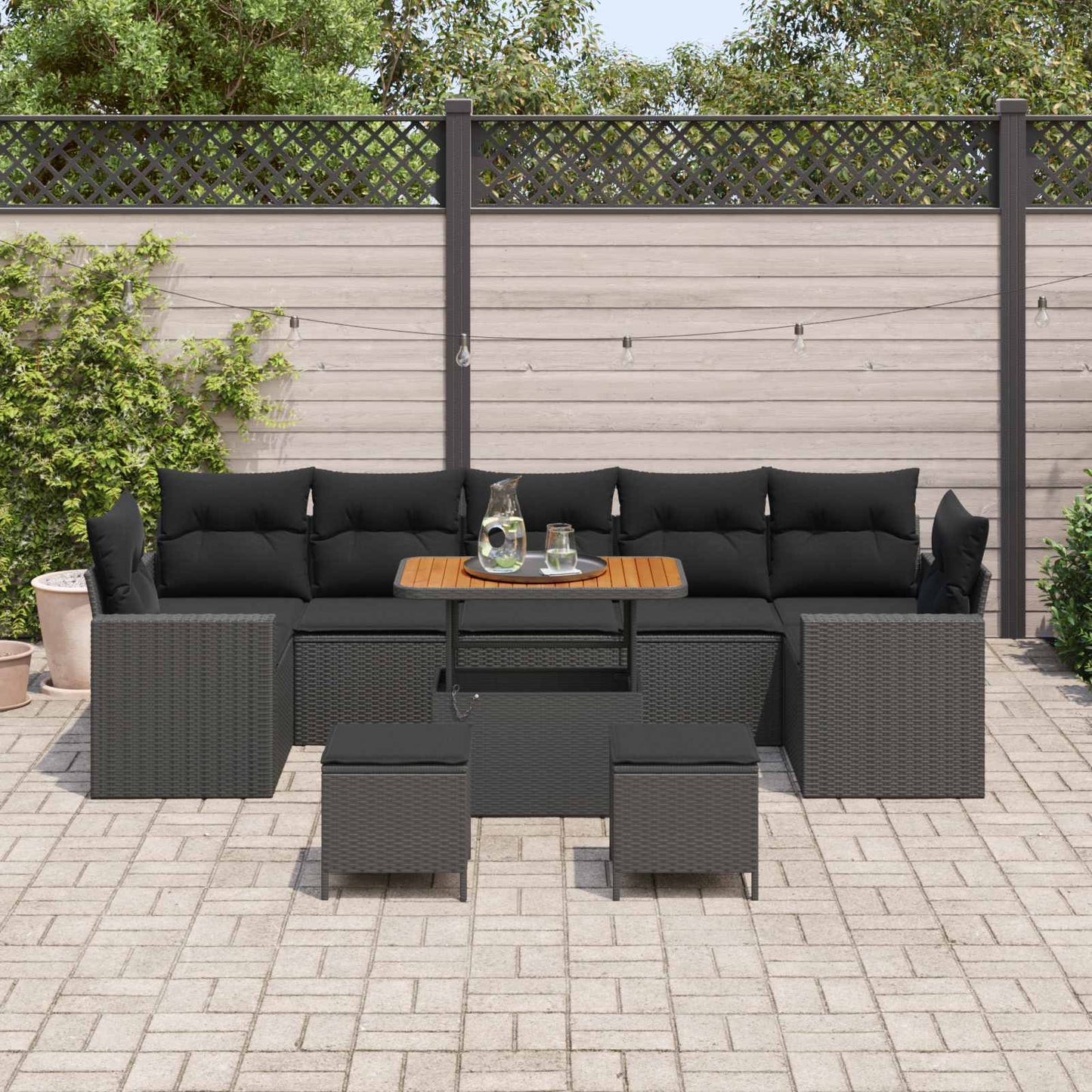 Havesofa Sæt 10 Dele Polyrattan - Billede 3