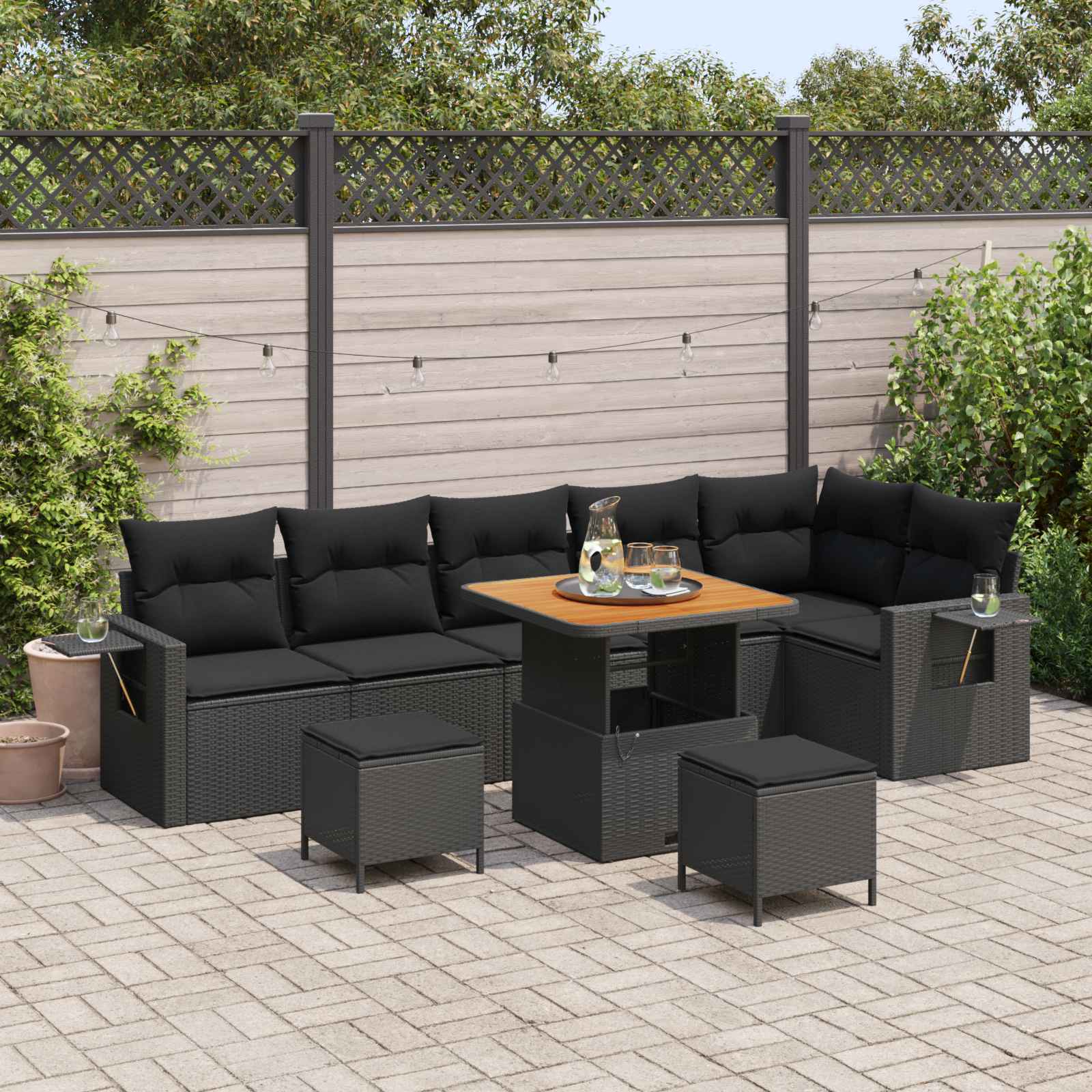 Havesofa Sæt 9 Dele Polyrattan - Hovedbillede