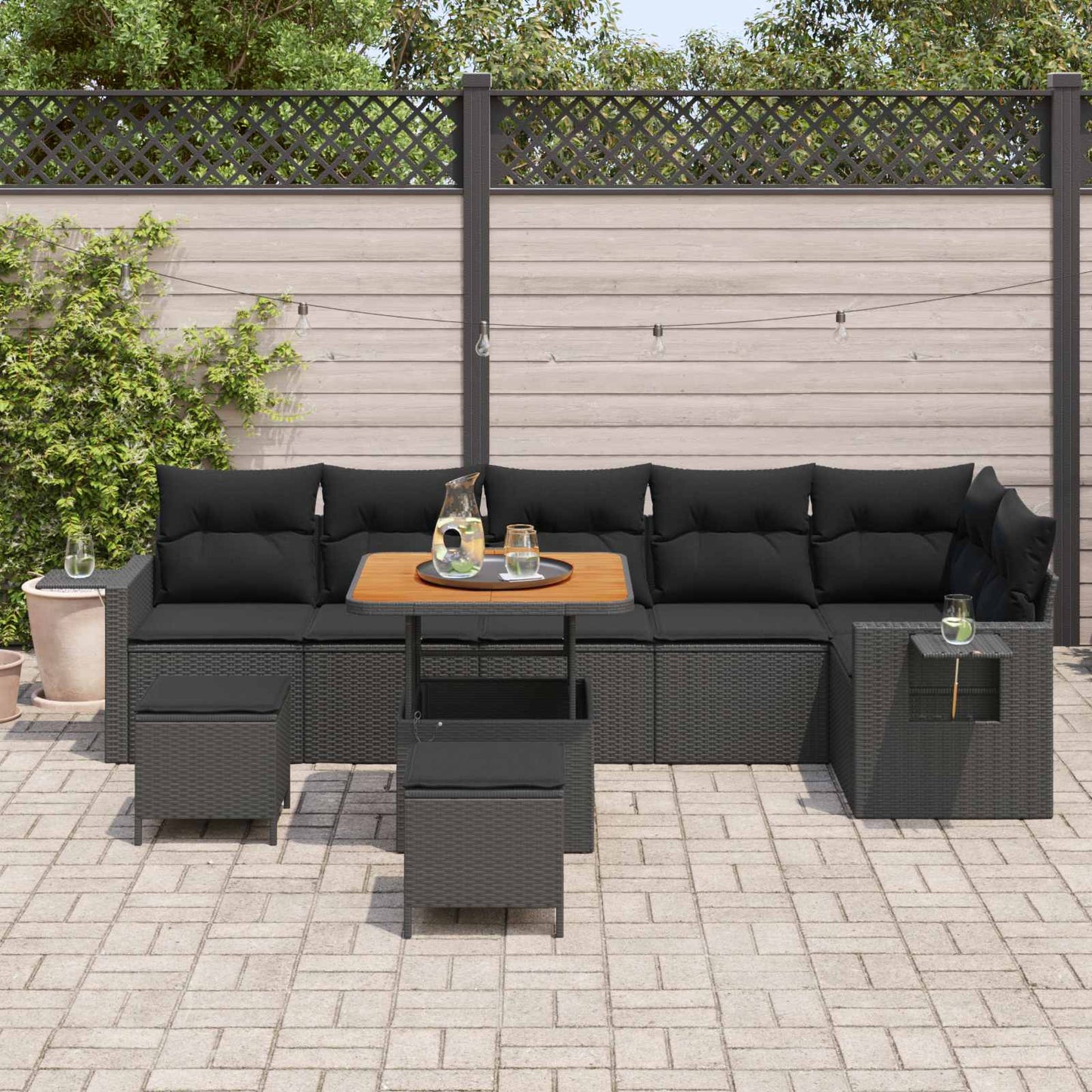 Havesofa Sæt 9 Dele Polyrattan - Billede 3
