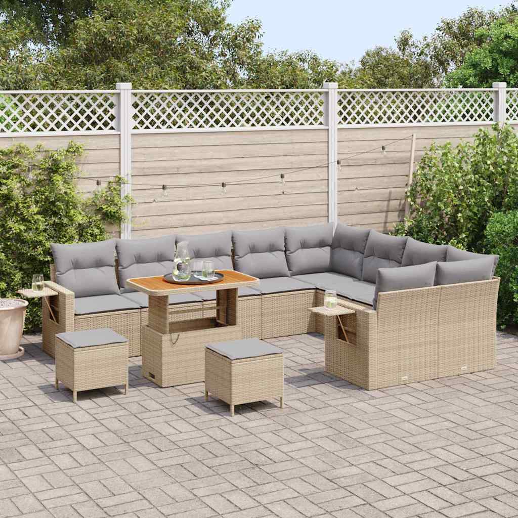 Havesofa Sæt 12 Dele Polyrattan - Billede 3
