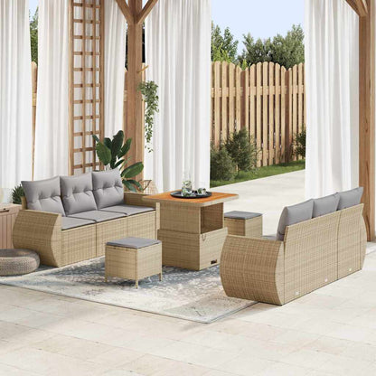 Havesofa Sæt Med Pude Med Opbevaring 9 Dele Polyrattan