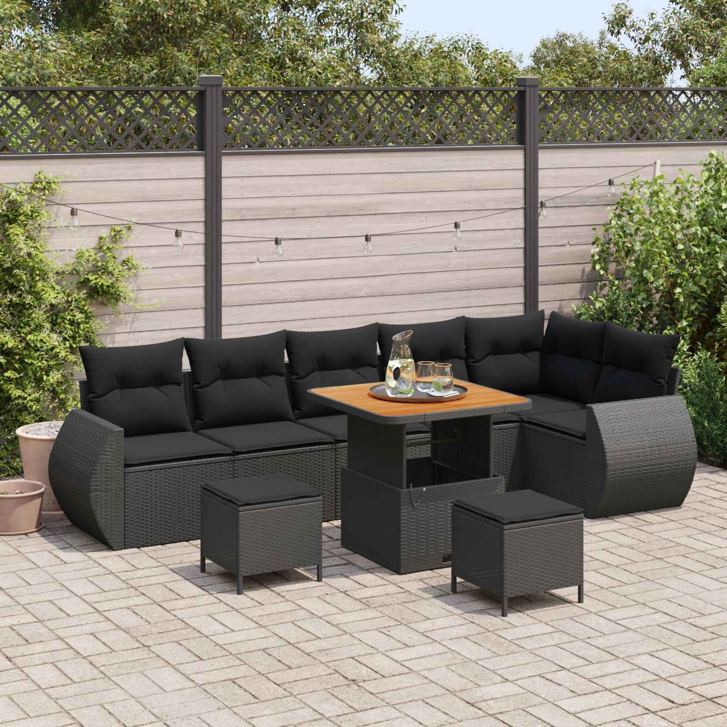 Havesofa Sæt 9 Dele Polyrattan - Hovedbillede