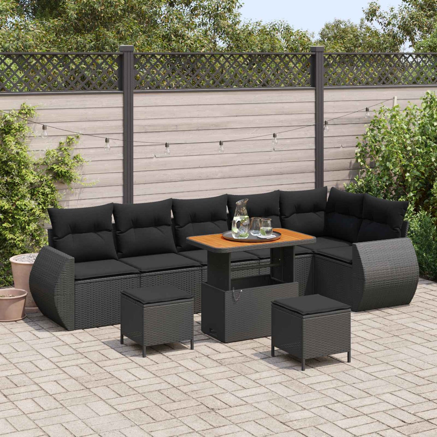 Havesofa Sæt 9 Dele Polyrattan