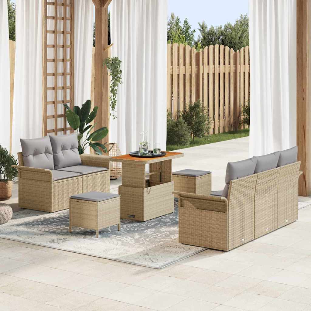 Havesofa Sæt Med Pude 8 Dele Polyrattan - Variant 3362082
