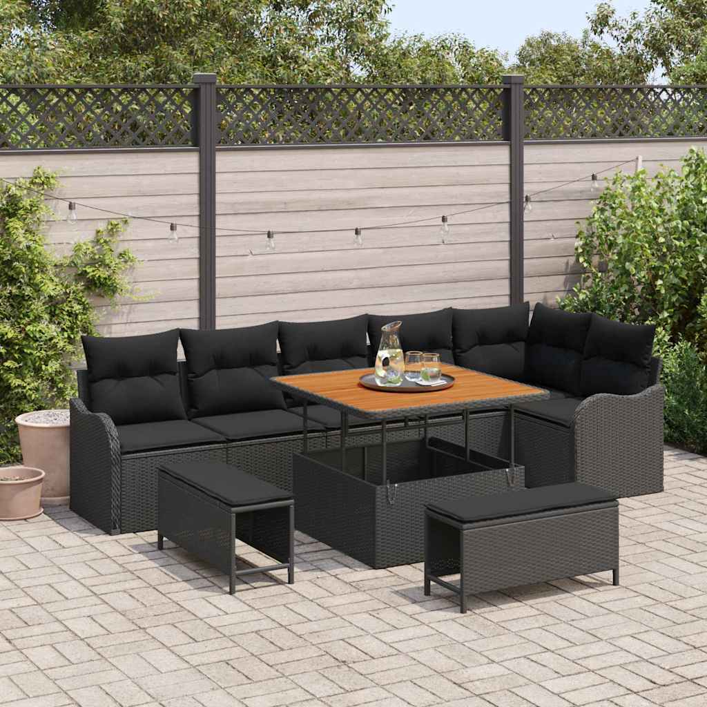 Havesofa Sæt Med Pude 9 Dele Polyrattan - Hovedbillede