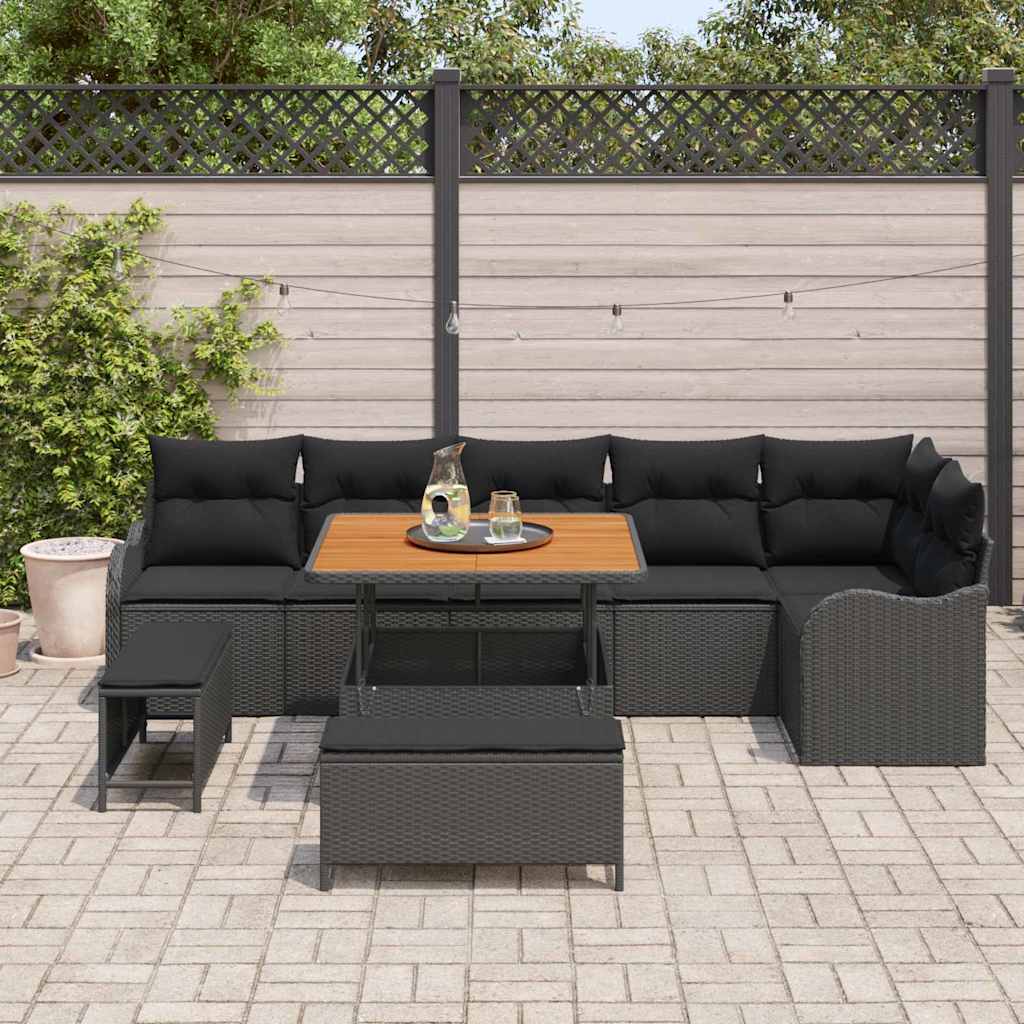 Havesofa Sæt Med Pude 9 Dele Polyrattan - Billede 3