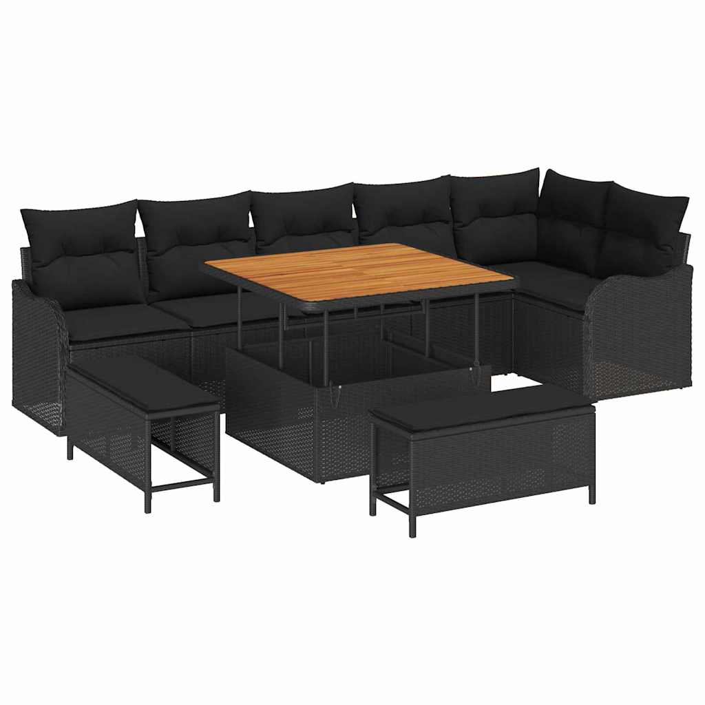 Havesofa Sæt Med Pude 9 Dele Polyrattan - Billede 2