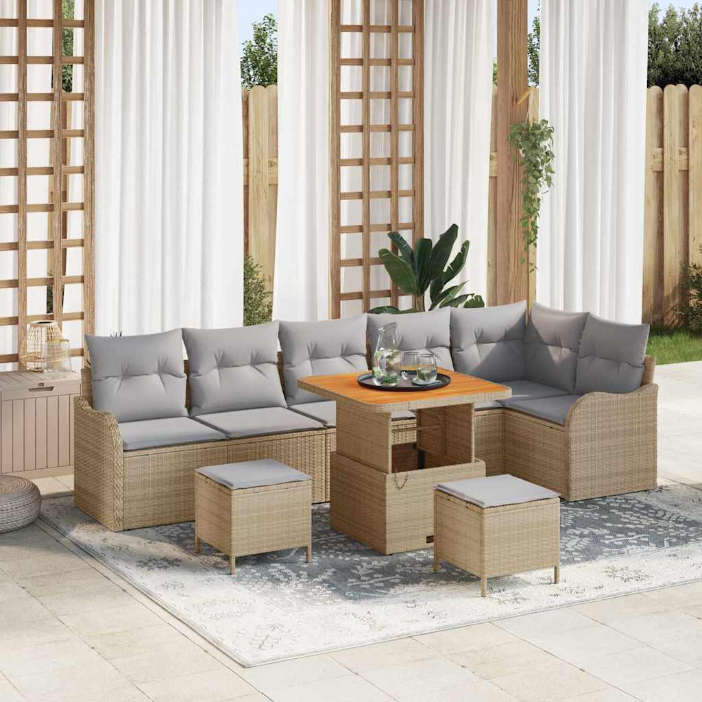Havesofa Sæt Med Pude 9 Dele Polyrattan