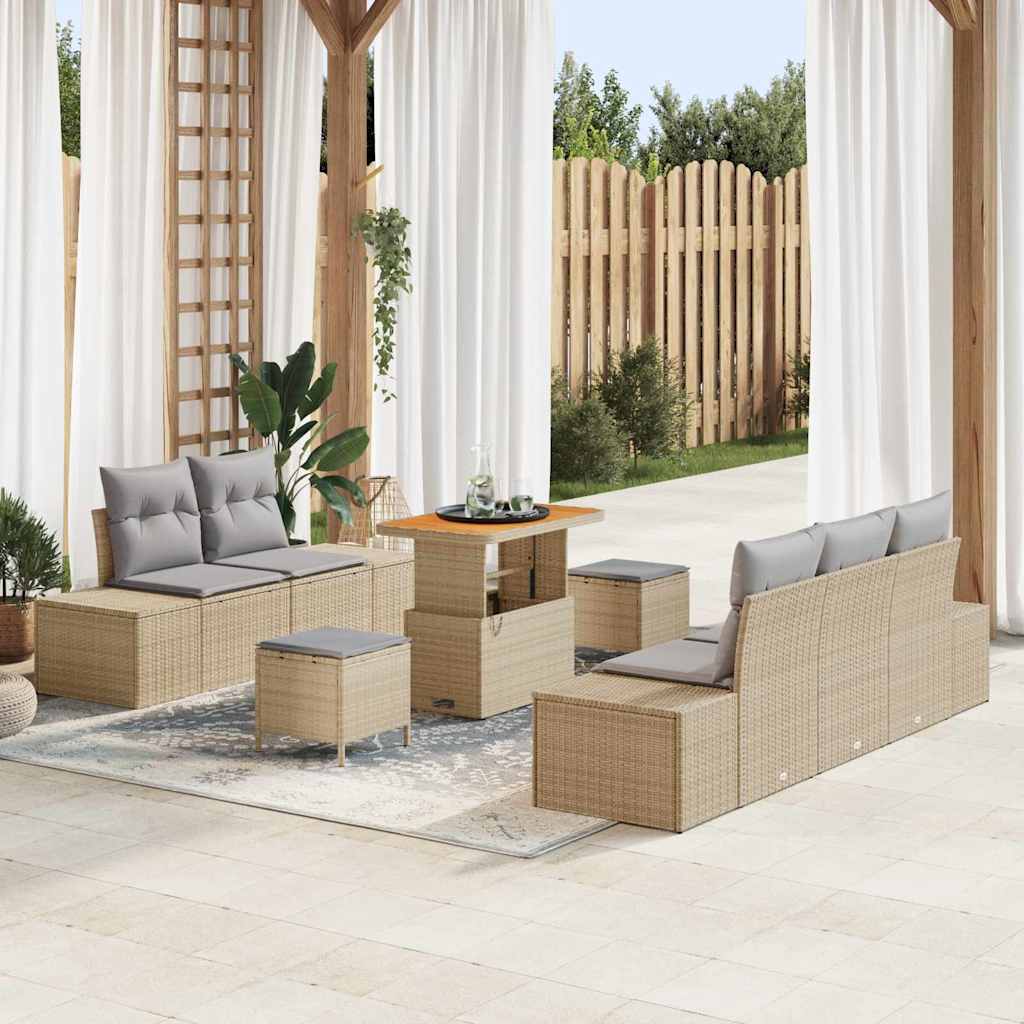 Havesofa Sæt Med Pude 8 Dele Polyrattan - Variant 3362732