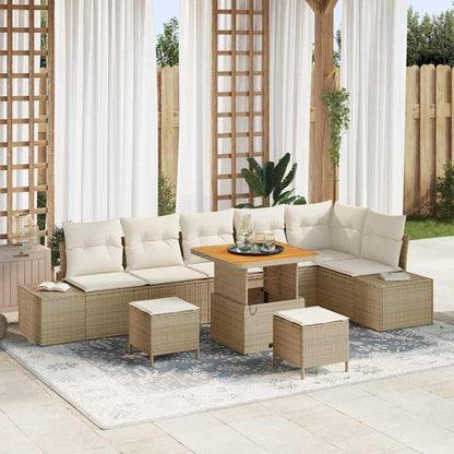 Havesofa Sæt Med Pude 9 Dele Polyrattan