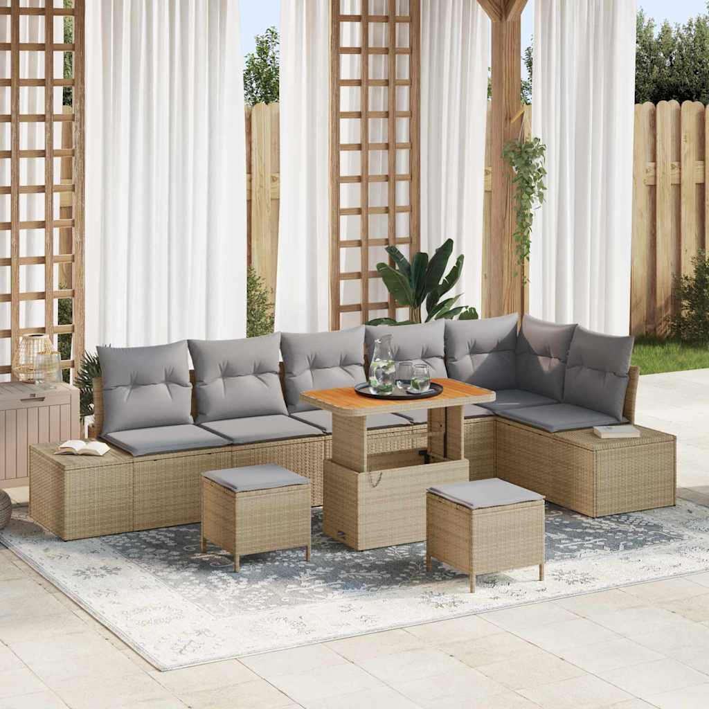 Havesofa Sæt Med Pude 9 Dele Polyrattan