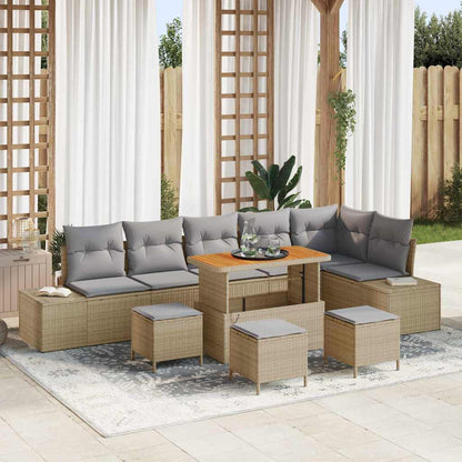 Havesofa Sæt Med Pude 9 Dele Polyrattan