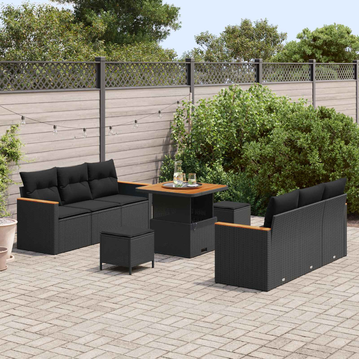 Havesofa Sæt 9 Dele Polyrattan - Billede 3
