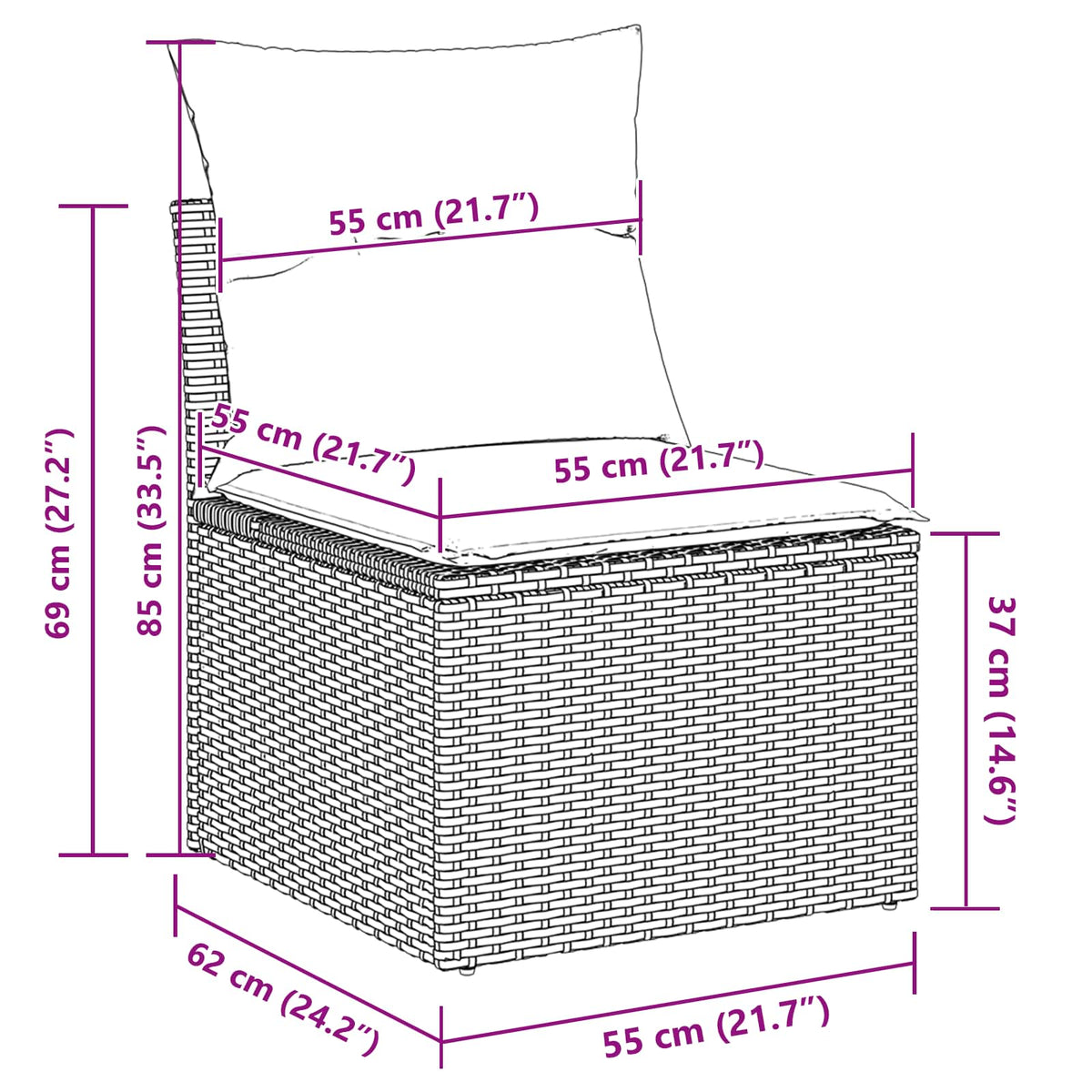 Havesofa Sæt 8 Dele Polyrattan - Billede 9