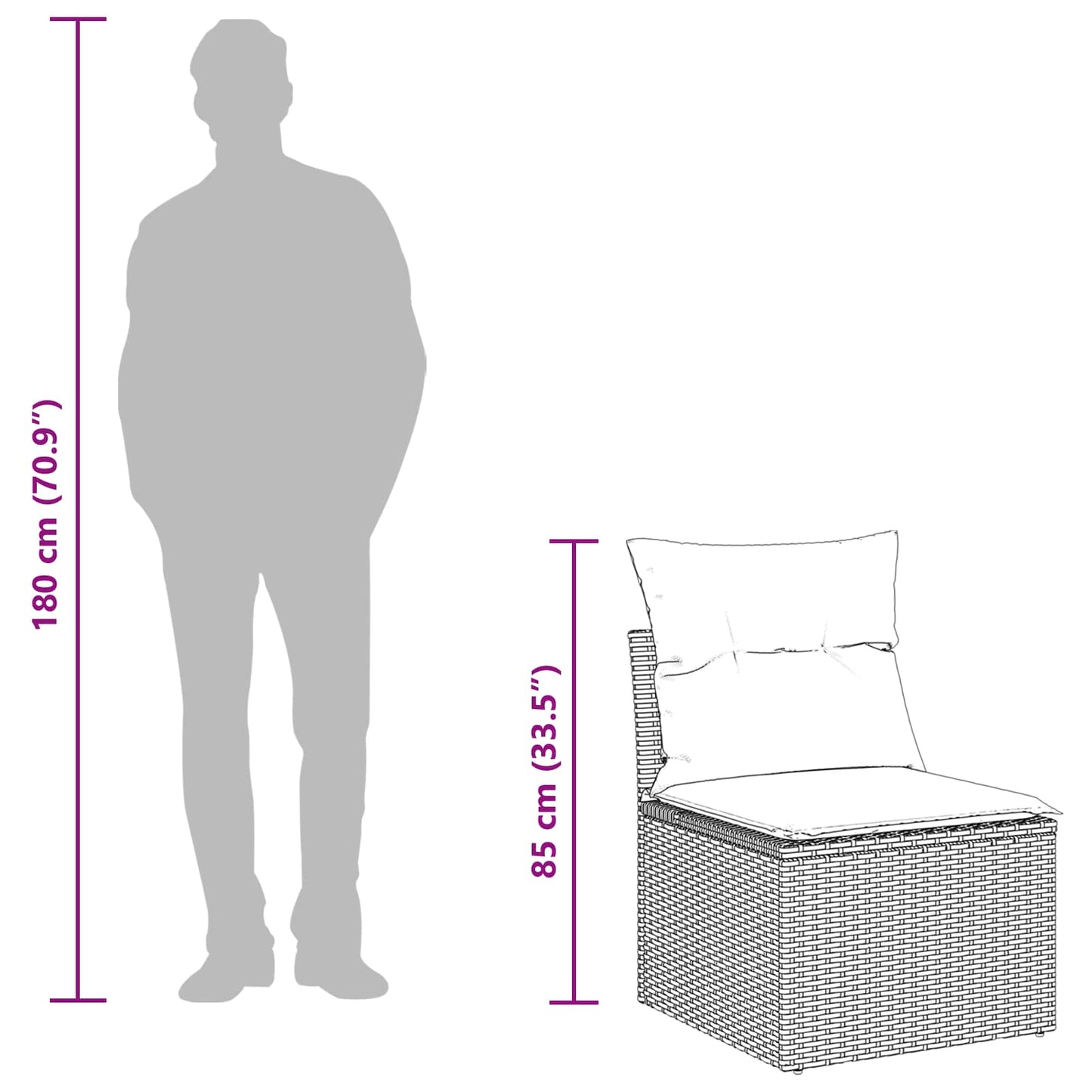 Havesofa Sæt 12 Dele Poly Rattan Og Pulverlakeret Stål - Billede 4