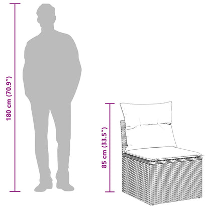 Havesofa Sæt 12 Dele Poly Rattan Og Pulverlakeret Stål - Billede 4