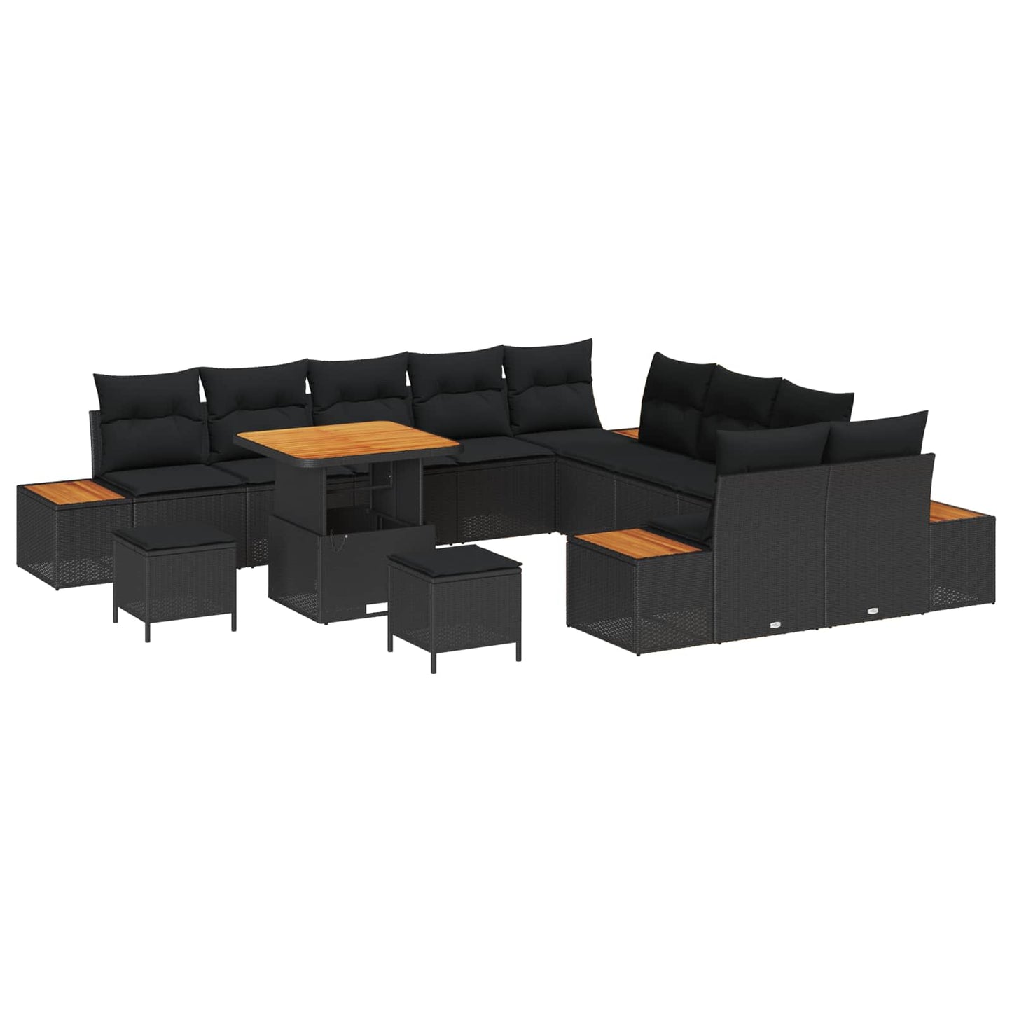 Havesofa Sæt 13 Dele Poly Rattan Og Pulverlakeret Stål - Billede 2