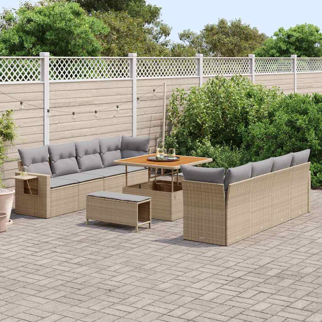Havesofa Sæt Med Pude 11 Dele Polyrattan - Variant 3363677