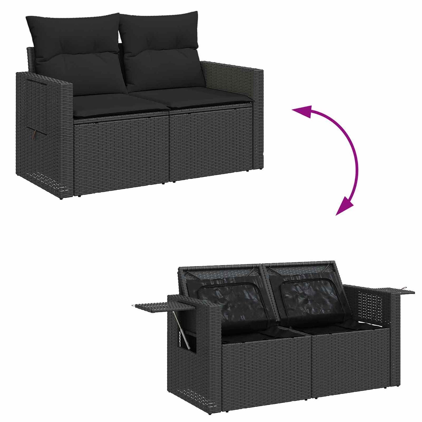Havesofa Sæt Med Pude Med Opbevaring 13 Dele Polyrattan - Billede 11