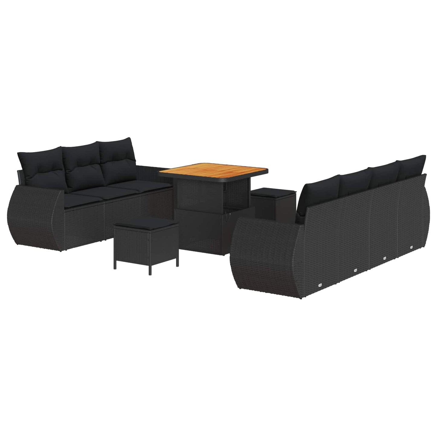 Havesofa Sæt Med Pude Med Opbevaring 10 Dele Polyrattan - Billede 2