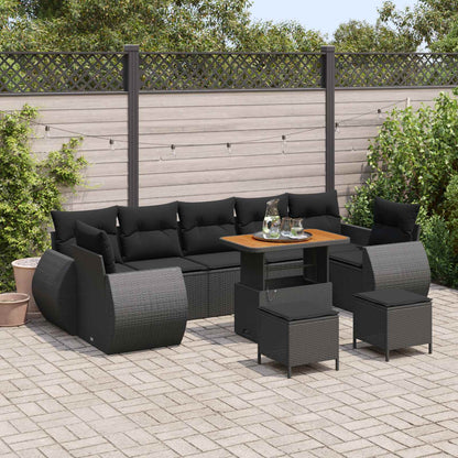 Havesofa Sæt 10 Dele Polyrattan Og Pulverlakeret Stål - Hovedbillede