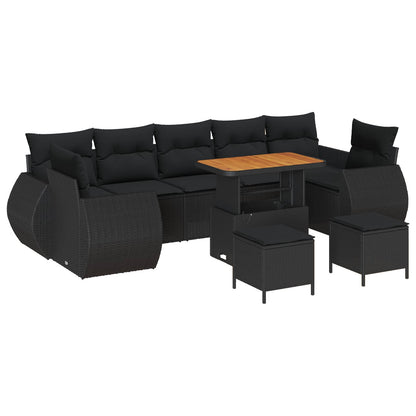 Havesofa Sæt 10 Dele Polyrattan Og Pulverlakeret Stål - Billede 2