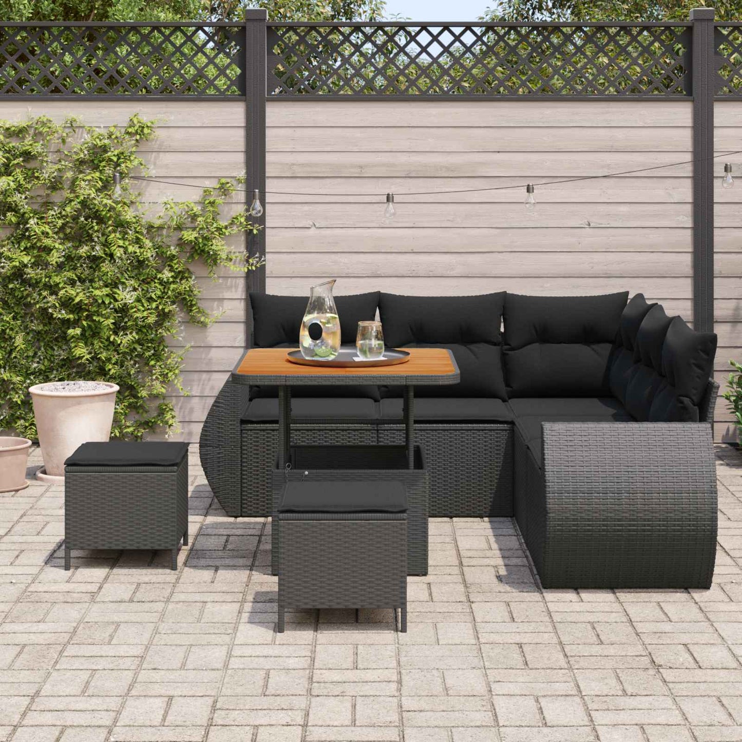 Havesofa Sæt Med Pude Med Opbevaring 8 Dele Polyrattan - Billede 3