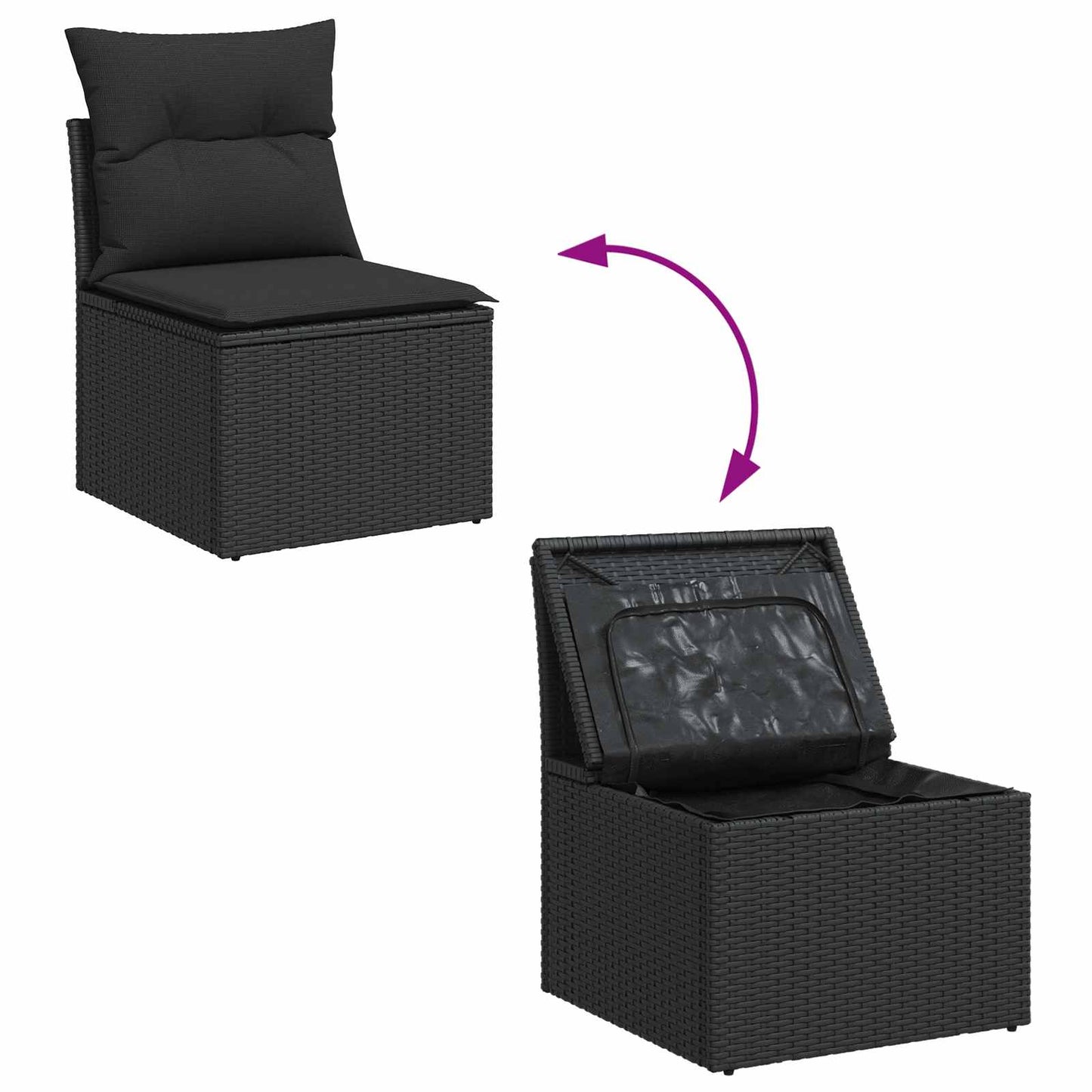 Havesofa Sæt Med Pude Med Opbevaring 8 Dele Polyrattan - Billede 11
