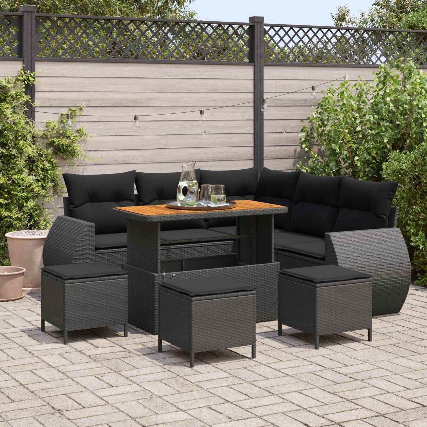 Havesofa Sæt Med Pude Med Opbevaring 8 Dele Polyrattan - Variant 3363829