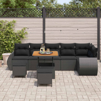 Havesofa Sæt Med Pude Med Opbevaring 9 Dele Poly Rattan - Billede 3