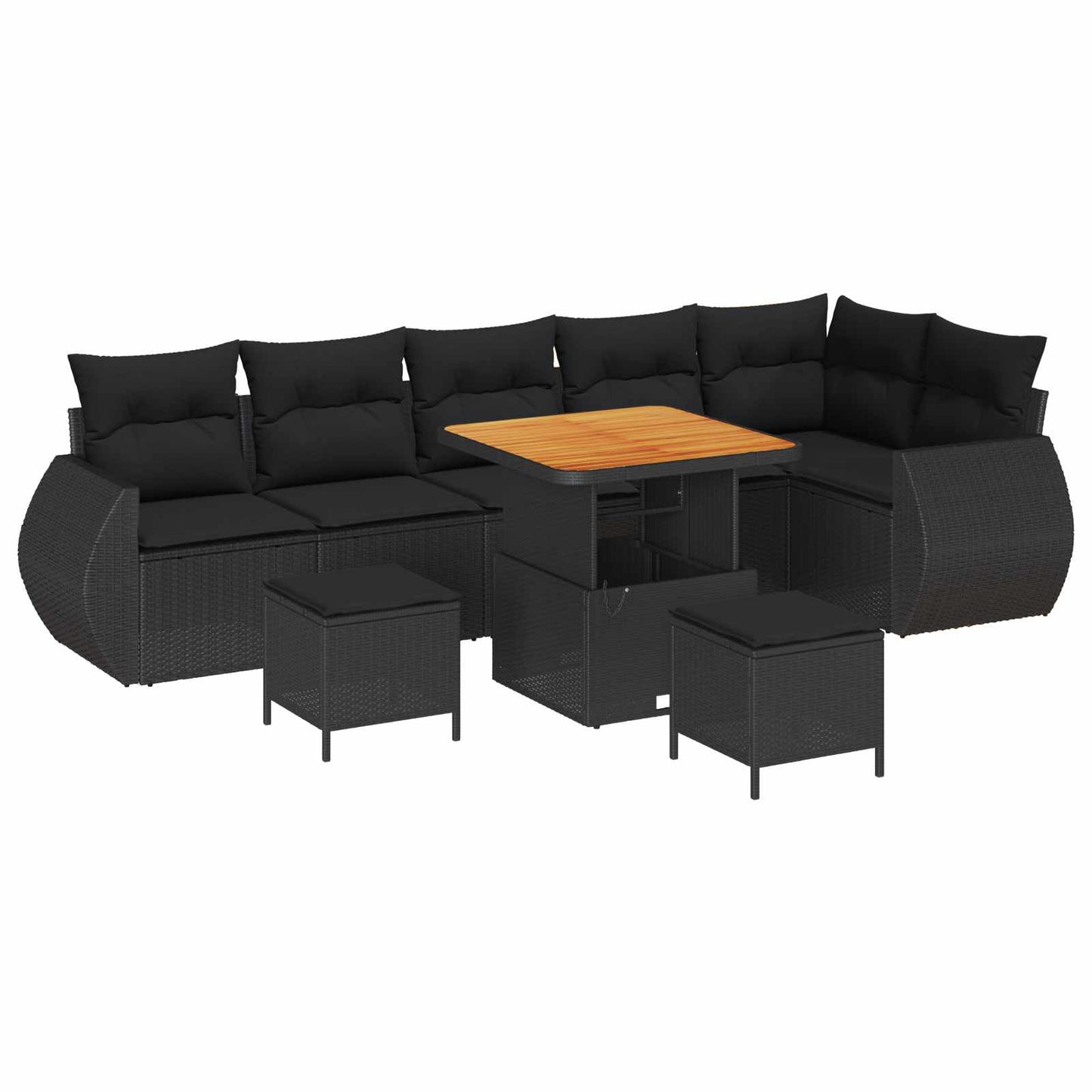 Havesofa Sæt Med Pude Med Opbevaring 9 Dele Poly Rattan - Billede 2