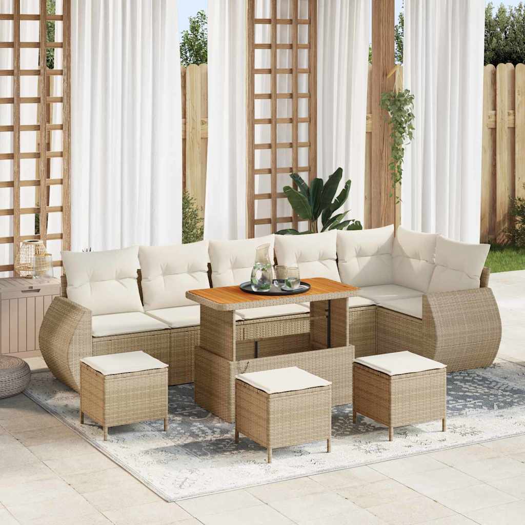 Havesofa Sæt Med Pude Med Opbevaring 9 Dele Poly Rattan - Variant 3363851